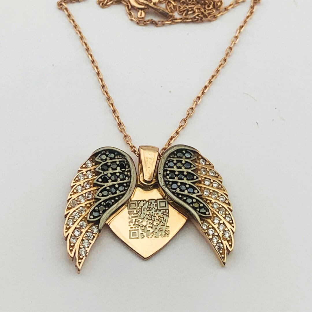 STONE ANGEL WING SILVER NECKLACE