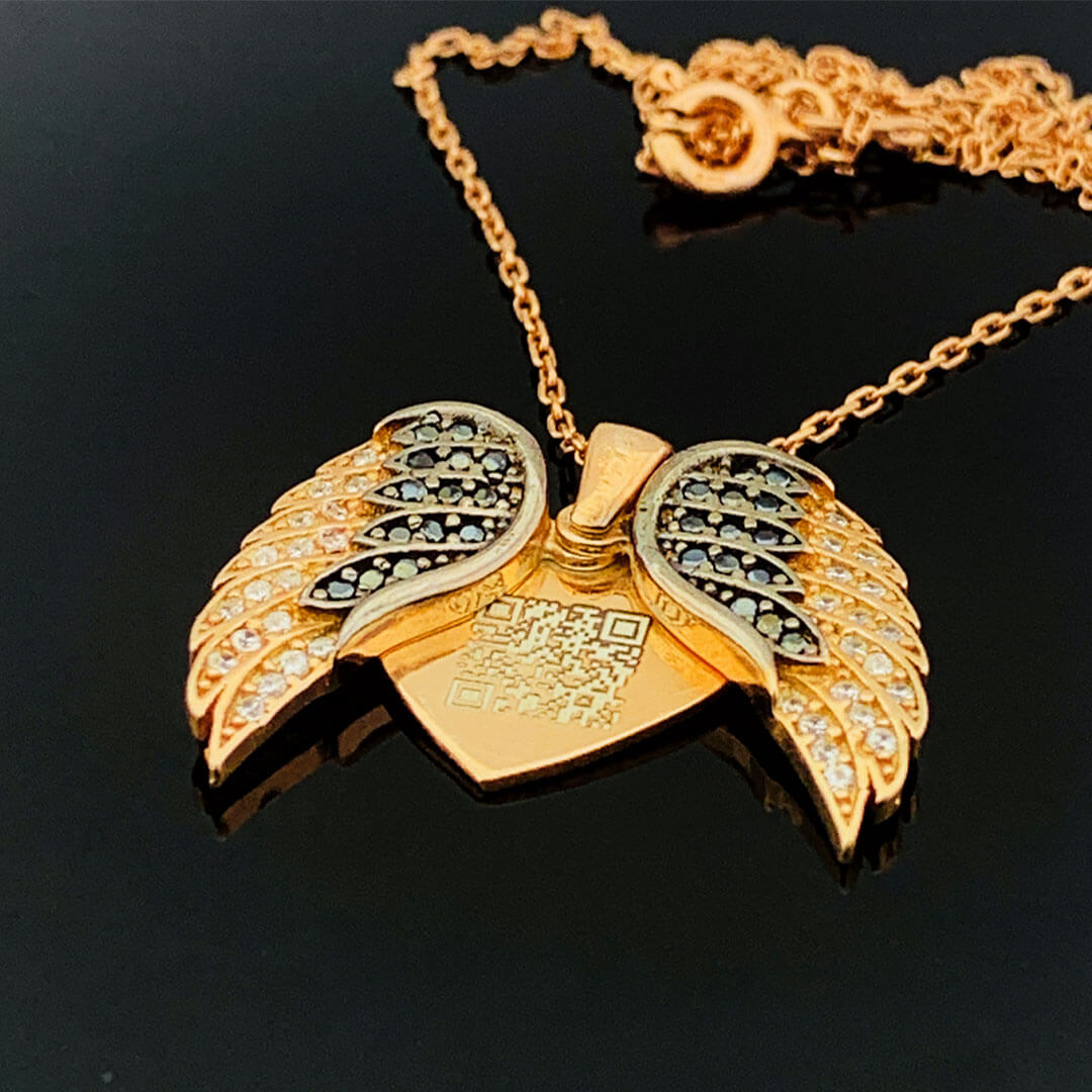 STONE ANGEL WING SILVER NECKLACE