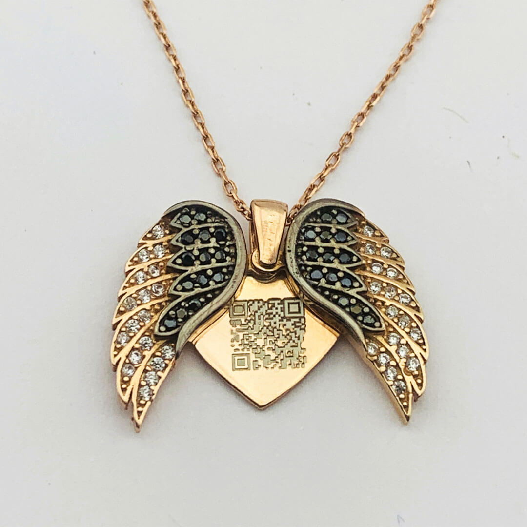 STONE ANGEL WING SILVER NECKLACE