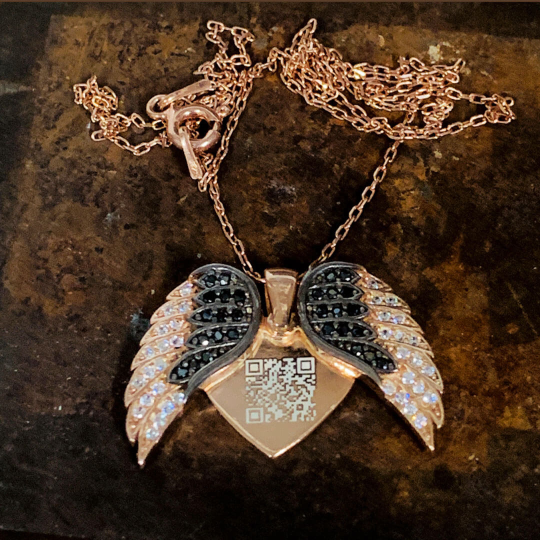 STONE ANGEL WING SILVER NECKLACE