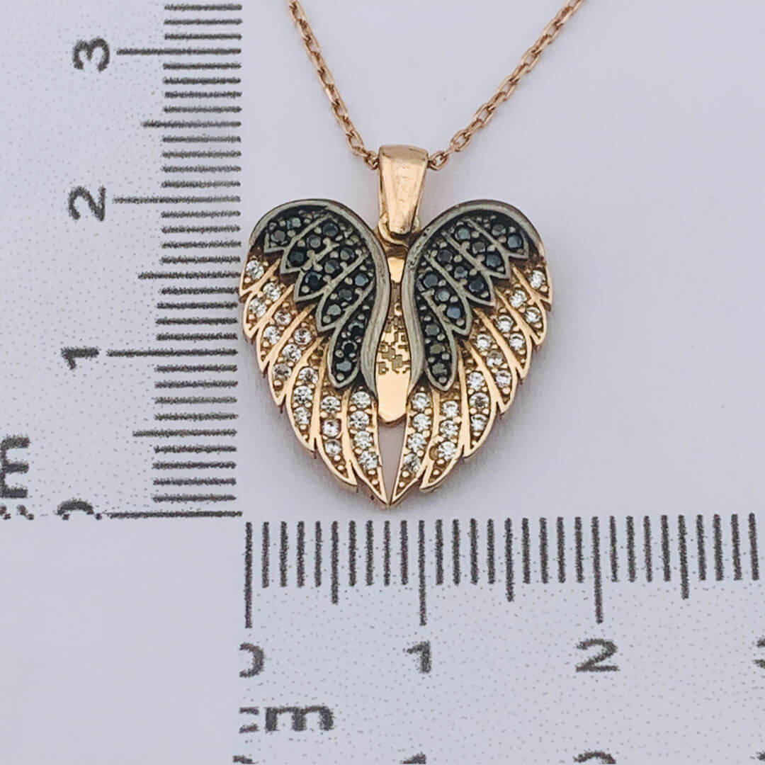 STONE ANGEL WING SILVER NECKLACE